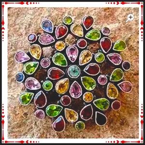 NOVICA amethyst garnet brooch pin blue topaz sterling silver, “Summer Blossom “